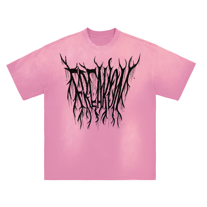 FREAKON Distressed Pink Metal Logo Tee